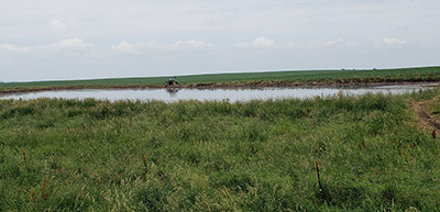 Full manure storage basin.